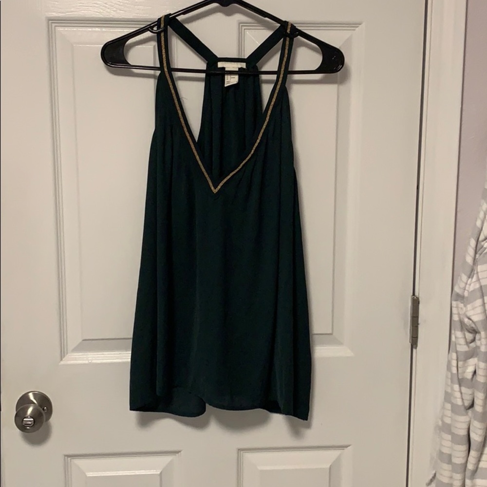 h&m dark green dressy top